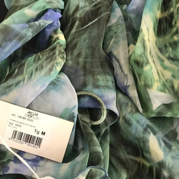 Agua Esmeralda Size Medium Floral Top. Scrunch Sleeve Style. Made in Italy. New - Picture 5 of 5